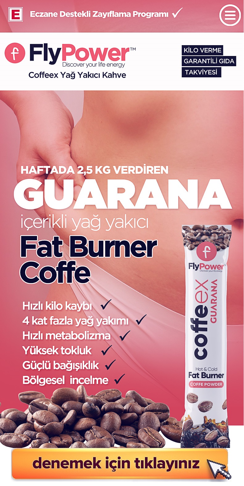 Fly Power Coffeex Guaranalı Detox Kahve Resmi Satış